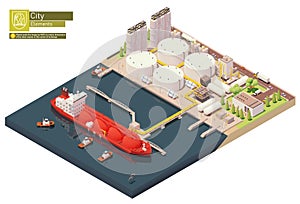 Vector isometric LNG carrier ship bunkering in LNG terminal