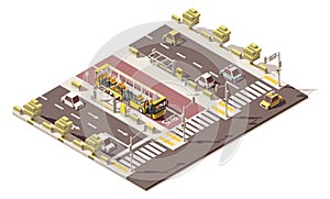 Vector isometric low poly dedicated bus lane