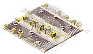 Vector isometric low poly dedicated tram lane