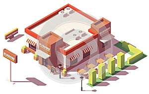 Vector isometric low poly fast food restaurant