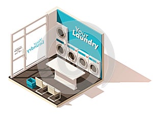 Vector isometric low poly laundromat icon