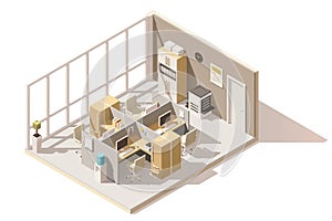 Vector isometric low poly office room