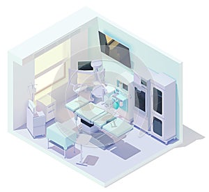 Vector isometric low poly operating room