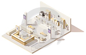 Vector isometric low poly queue management system