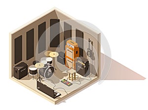 Vector isometric low poly recording studio icon