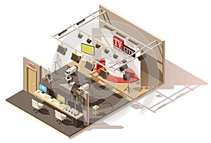 Vector isometric low poly television studio