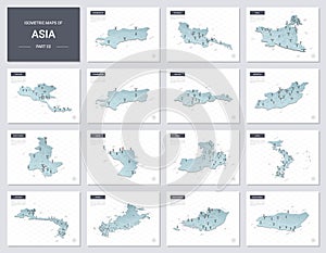 Vector isometric maps set - Asia continent.