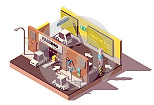 Vector isometric multistorey car parking