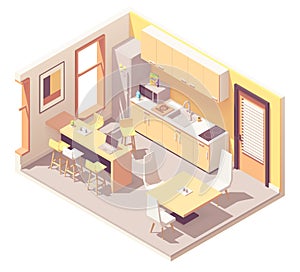 Vector isometric office break room