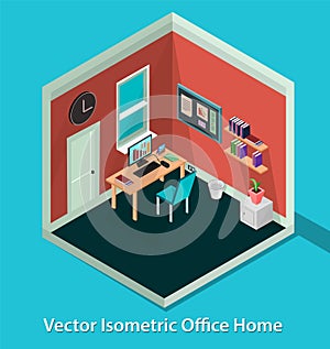 Vector isometric office home. 3D isometric