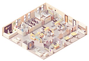 Vector isometric office interior plan