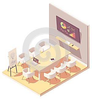 Vector isometric office meeting room interior