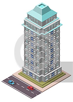 Vector Isometric Office Workplace Building