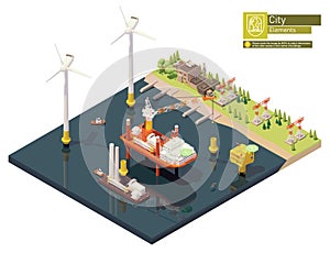 Vector isometric offshore wind farm construction