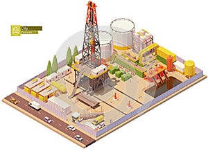 Vector isometric oil and gas land drilling rig photo