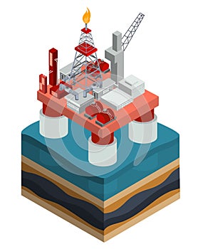 Vector isometric oil producing offshore platform