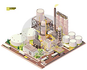 Vector isometric oil refinery plant