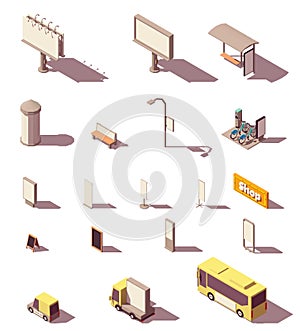 Vector isometric outdoor advertising