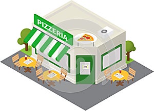 Vector isometric pizzeria building icon