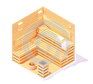 Vector isometric sauna interior