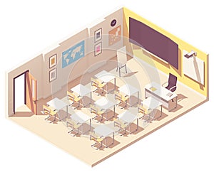 Vector isometric school classroom