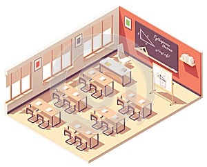 Vector isometric school mathematics classroom