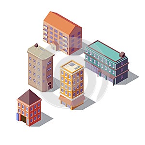 Vector isometric set of residential buildings