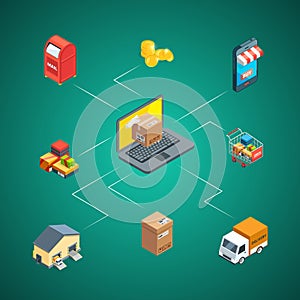Vector isometric shipping and delivery icons infographic concept illustration