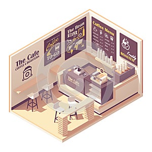 Vector isometric small coffeehouse