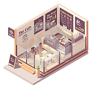 Vector isometric small coffeehouse