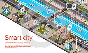 Vector isometric smart city concept