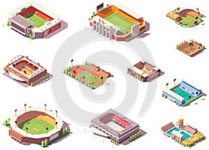 Vector isometric stadiums set