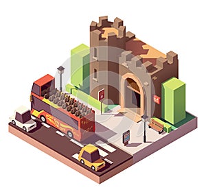 Vector isometric tourist attractions