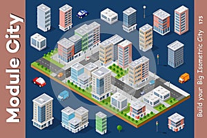 Vector isometric urban architecture