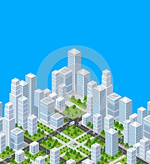 Vector isometric urban architecture building of modern city