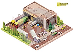 Vector isometric warehouse building