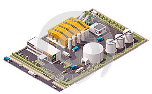 Vector isometric waste recycling plant icon