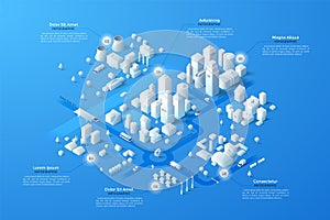 Vector isometric white city template