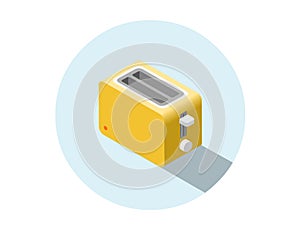 Vector isometric yellow toaster, kitchen equipment icon.
