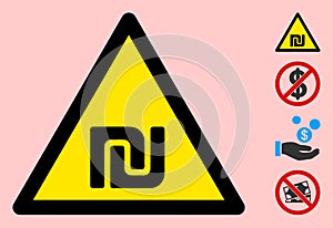 Vector Israeli Shekel Warning Triangle Sign Icon