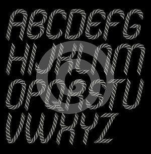 Vector italic capital alphabet letters collection created using