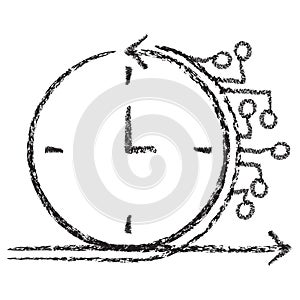 Vector iteration in AI development icon with clock and cycle arrows