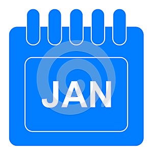 Vector january on monthly calendar blue icon