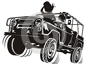 Vector jeep detailed silhouette