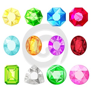 Vector jewels diamonds gem stickers set.