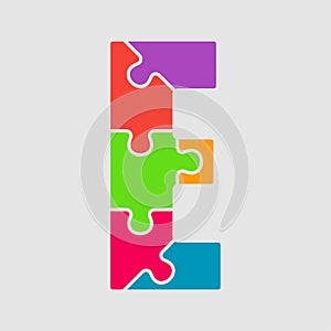 Vector jigsaw font colour puzzle piece letter - E.