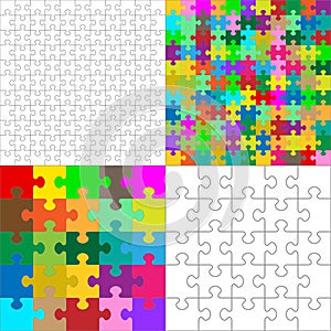 Vector JigSaw Puzzle Pieces Arranged in a Square