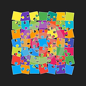 Vector jigsaw or puzzle template scattered pieces