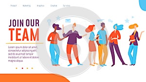 Vector join our team concept creative business illustration with working people.