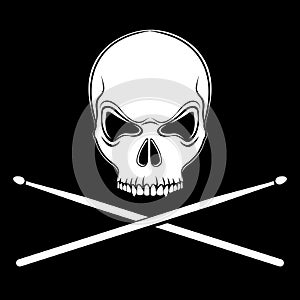 Vector jolly Roger skull with drumsticks